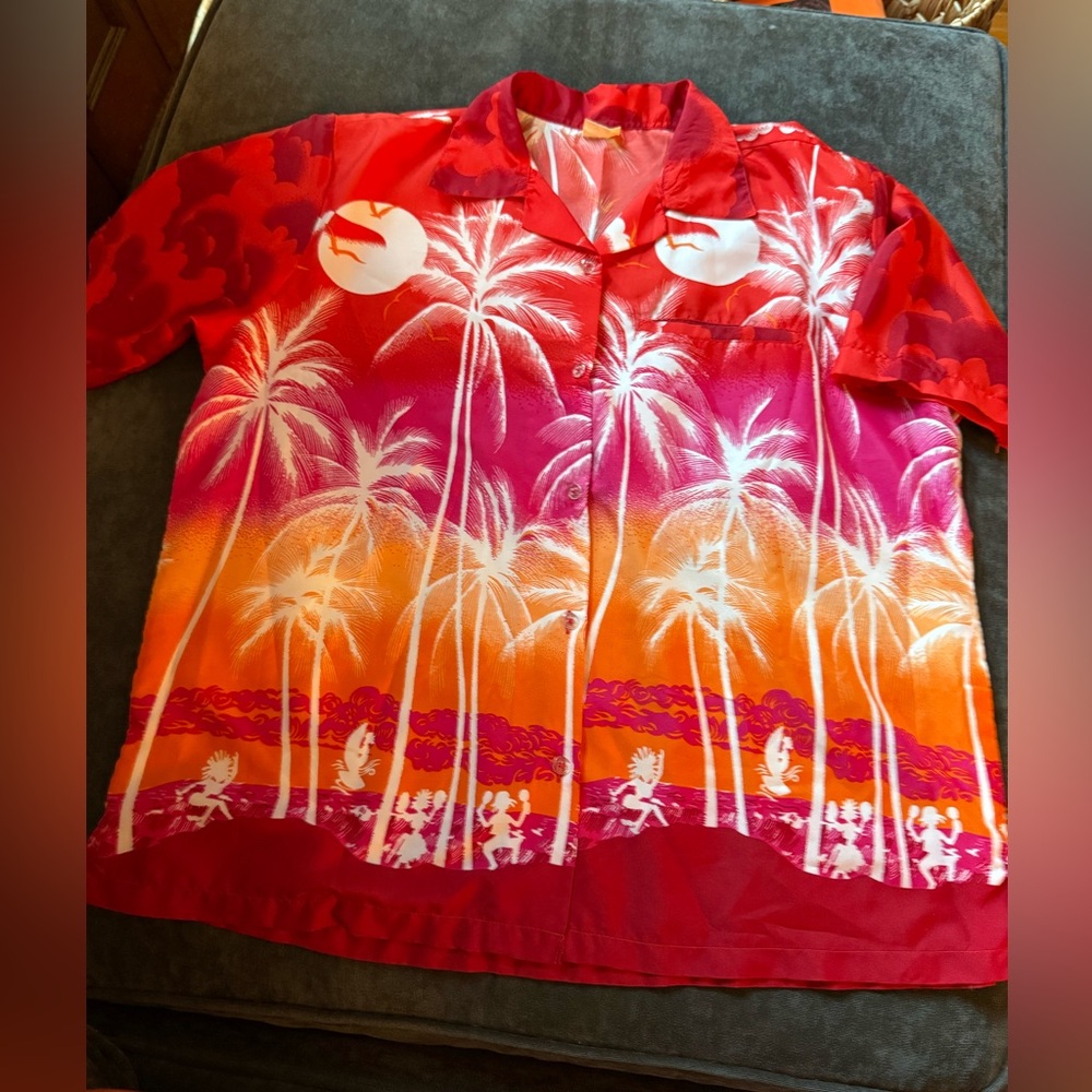 Vintage Vibrant Tropical Caribbean  Button Up Beach Shirt